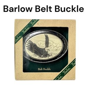 NIB Vintage Barlow Scrimshaw Bald Eagle Belt Buckle